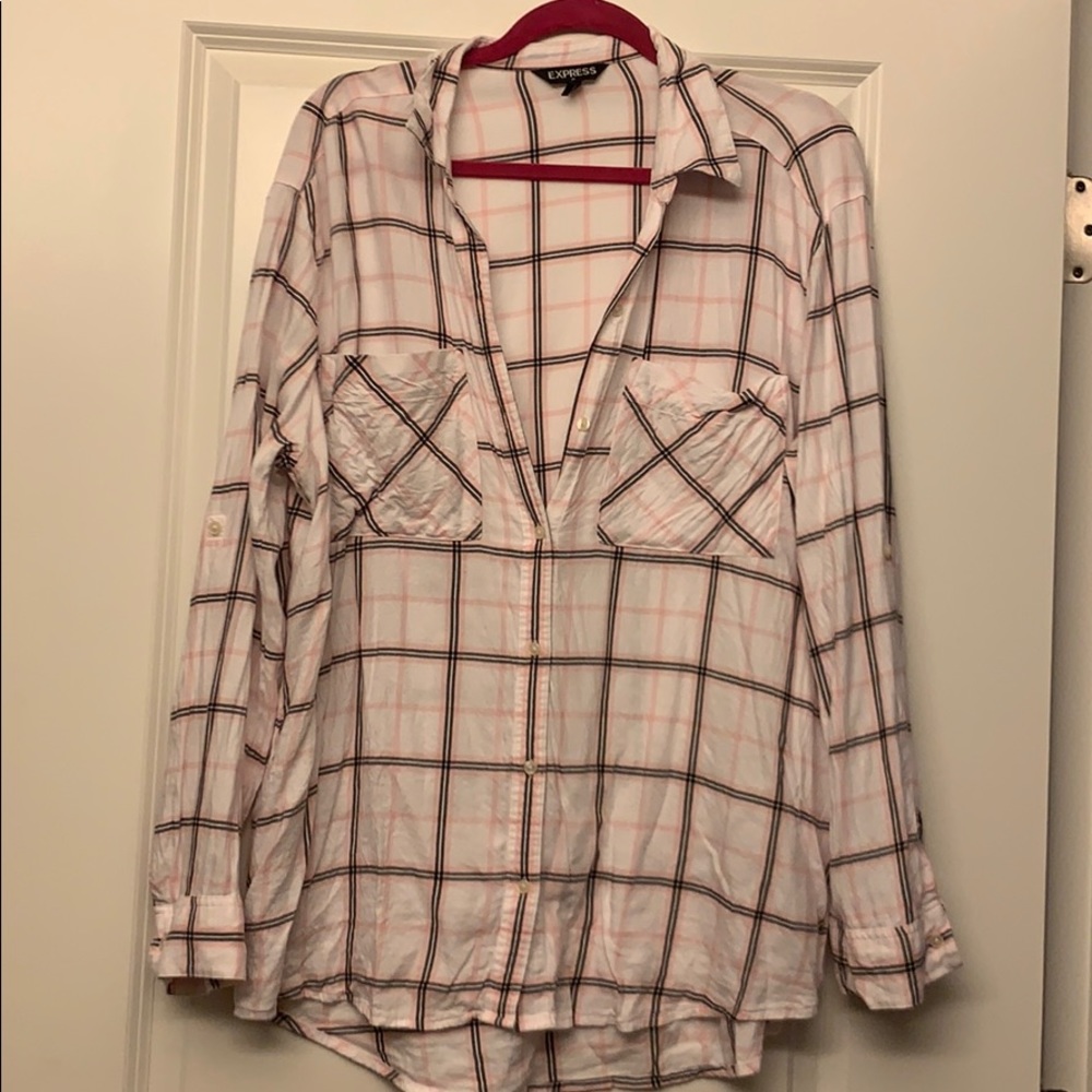 Pink and black plaid long sleeve